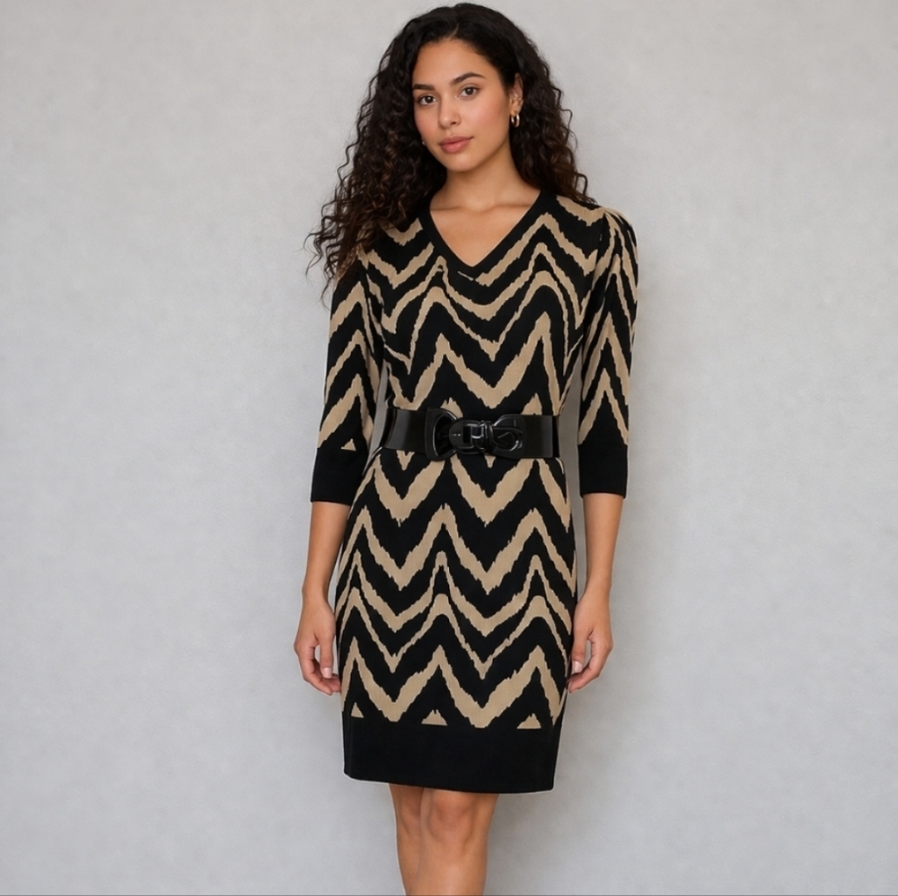 AB STUDIO Sweater Dress With Belt Medium